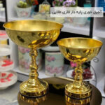 آجیل خوری پایه دار فلزی طلایی