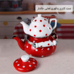 ست کتری و قوری لعابی خالدار
