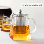 قوری پیرکس مربعی صافی دار