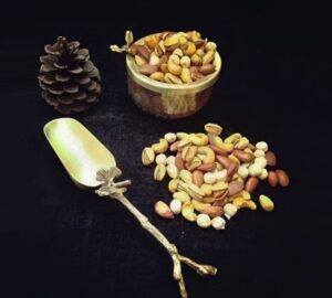 پیاله آجیل خوری شیشه ترک دار لبه فلزی