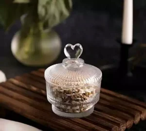 فروش عمده قندان شیشه ای درب قلبی تیام