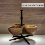 اردو خوری 3 پیاله چوبی پایه دار