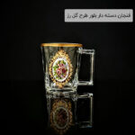 فنجان دسته دار بلور طرح گل رز