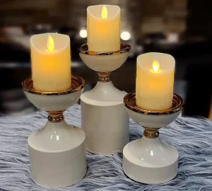 ست جاشمعی رومیزی پایه دار سه سایزی