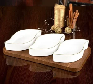 اردو خوری سه خانه لب طلا استند چوبی لمون