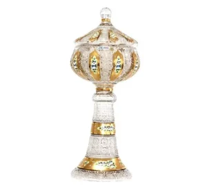 شکلات خوری کریستال پایه بلند طلاکوب