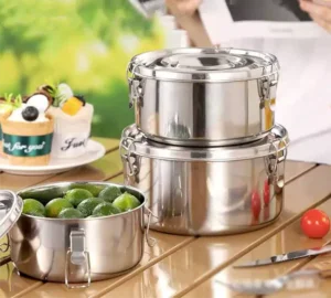 فروش عمده ظرف غذا استیل 3 تایی درب قفلی