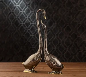 مجسمه برنزی دکوری طرح درنا جفتی
