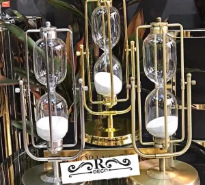 ساعت شنی دکوری پایه فلزی آبکاری
