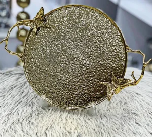 سینی گرد آلومینیومی طرح پروانه دسته دار
