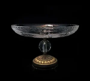 شیرینی خوری کریستال پایه فلزی آنتیک