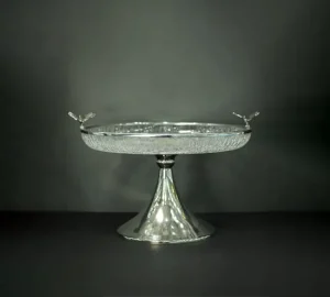 شیرینی خوری شیشه ترک پایه دار طرح پروانه