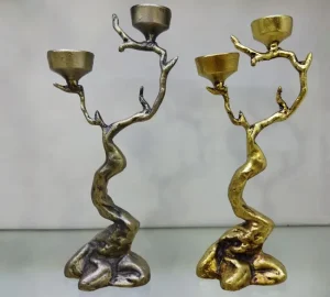 شمعدان آلومینیومی دو شعله مدل درختی