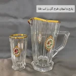 پارچ و لیوان طرح گل رز لب طلا
