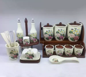 سرویس جا ادویه و پاسماوری 18 پارچه گلدار