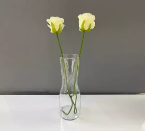 گلدان شیشه ای شفاف بلند رومیزی دنیز