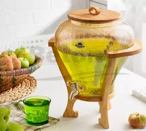 کلمن شیشه ترک شامپاینی پایه چوبی ریتا الماس Betony