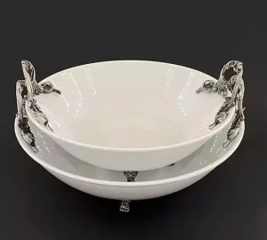 کاسه میوه خوری گرد دسته پیوتر پایه دار
