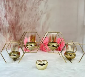 جاشمعی فلزی طرح لانه زنبوری چهار شعله