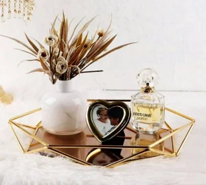 فروش عمده سینی فلزی کف آینه ای شش ضلعی