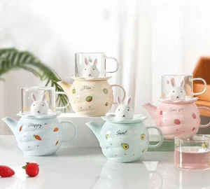 فروش عمده قوری و فنجان تک نفره طرح خرگوش