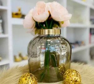 گلدان شیشه ای طوقدار دکوری رومیزی