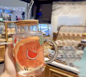 فروش عمده ماگ اسموتی نی دار درب چوبی