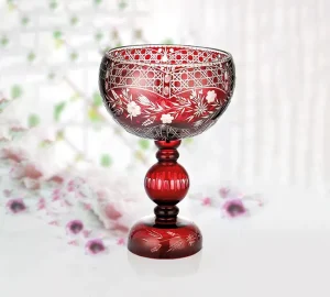 فروش عمده آجیل خوری کریستال پایه دار قرمز