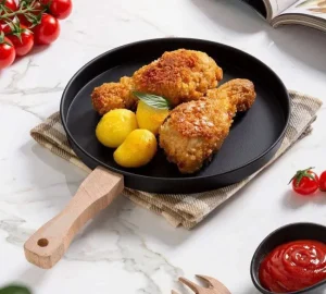 فروش عمده تابه سرو فلزی دسته چوبی