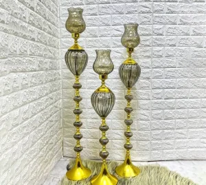 فروش عمده جاشمعی پایه بلند کنار سالنی 3 عددی