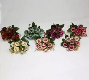 فروش عمده دسته گل مصنوعی رنگی استقبال