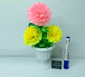 فروش عمده گلدان گل میخک مصنوعی 3 گل