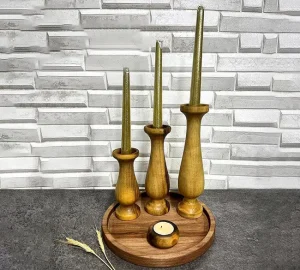 فروش عمده ست جاشمعی چوبی رومیزی