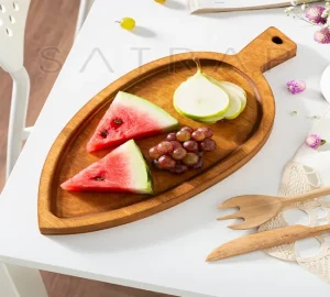 فروش عمده تخته سرو چوبی دسته دار مدل برگ