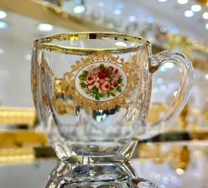 فروش عمده فنجان شیشه ای گلدار سلتیک