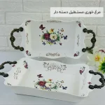 فروش عمده مرغ خوری مستطیل دسته دار گلدار