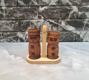 فروش عمده نمکدان چوبی استند دار 2 عددی
