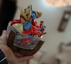 فروش عمده پیاله شیشه ترک پایه چوبی