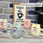 فروش عمده ماگ دسته مرواریدی طرح گربه