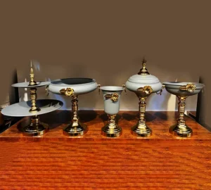 فروش عمده سرویس پذیرایی 5 تکه فلزی گلدار