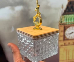 فروش عمده قندان درب چوبی هانا دسته طلایی