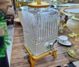 فروش عمده کلمن شیشه پایه چوبی مکعبی