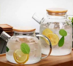 فروش عمده قوری پیرکس صافی دار درب بامبو