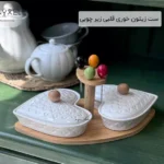 فروش عمده ست زیتون خوری قلبی زیر چوبی