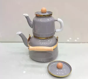 فروش عمده کتری و قوری لعابی دسته چوبی