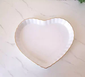 فروش عمده ظرف تارت سرامیکی قلبی لب طلا