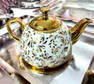 فروش عمده قوری چینی کف صاف طلایی