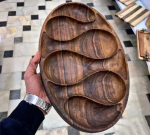 فروش عمده اردو خوری چوبی بیضی 6 خانه