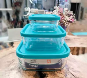 فروش عمده ظرف شیشه ای مربع 3 تکه کالیستا