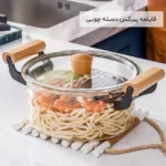 فروش عمده قابلمه پیرکس دسته چوبی